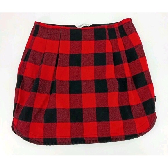 Woolrich Dresses & Skirts - Buffalo Plaid Wool Blend Mini Skirt Red Black Lined Pleated Cabincore Size 10